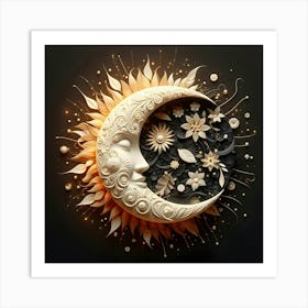 Moon With Flowers 3 Art Print