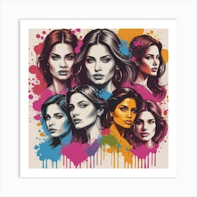 Girls in Different colours  Art Print