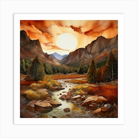 Watercolor Landscape Spiritual Abstraction Earthy Tones Art Print