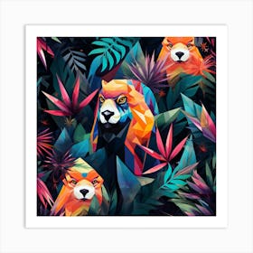 Colorful Animals In The Jungle Art Print