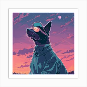 Dog With Sunglasses Lofi Doggy Art Print