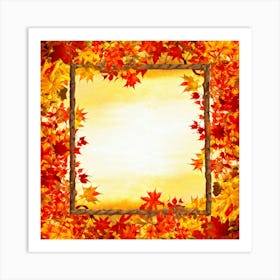 Autumn Themed Frame Embracing The Bright Sunlit Hues Of Fall Foliage Intricately Woven Design Of (4) Art Print