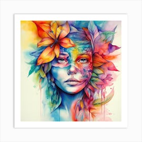 Watercolor Tropical Woman #1 Art Print