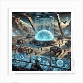 A Futuristic Sci Fi Scene Showcasing The Ground Op Art Print