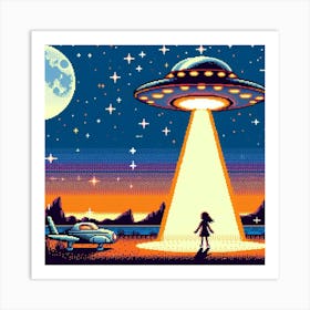 8-bit alien abduction 1 Art Print