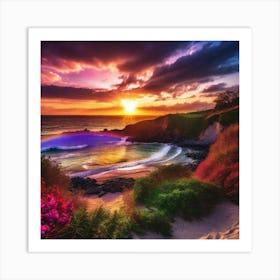 Sunset At The Beach 160 Art Print