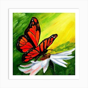 Butterfly On A Flower 1 Art Print