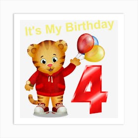 Vebyhogh Daniel Tiger 4 Yr Old Kids Birthday Art Print