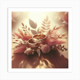 Wedding Rings And Flowers 1 Art Print