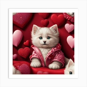 Valentine Kittens Art Print