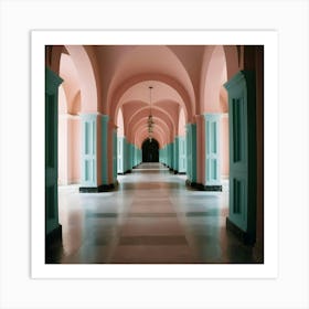 Pink Hallway - Hallway Stock Videos & Royalty-Free Footage Art Print