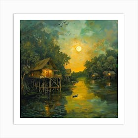 Sunset By The River Art Print