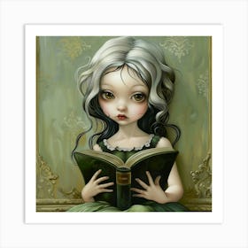 Little Girl Reading A Book Art Print