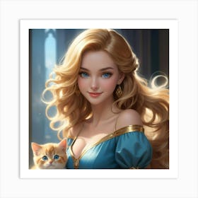 Princess With Cat Art Print