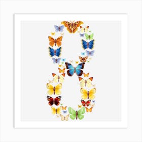 Kids Butterflies 8th Birthday For 8 Year Old Girls Art Print