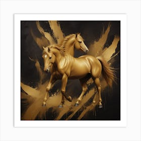 Golden Horses Art Print