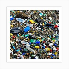 Plastic Garbage On The Beach Art Print