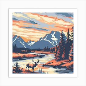 Elk Painting Art Print