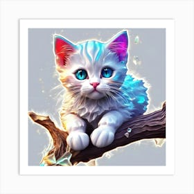 Cute Kitten On A Branch 3 Art Print