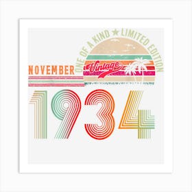 88 Years Old Vintage November 1934 88th Birthday Art Print