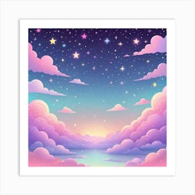 Sky With Twinkling Stars In Pastel Colors Square Composition 296 Art Print