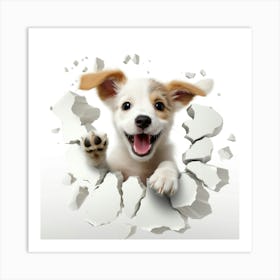 Puppy Jumping Through A Hole Art Print