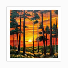 Sunset In The Woods 6 Art Print