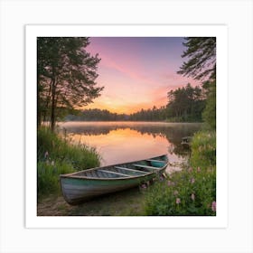 Sunrise On A Lake Art Print