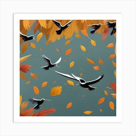 Autumn Birds Flying In The Sky 1 Art Print