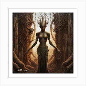 The Witch Queen As A Abstract Brown Shade Illustration Art Print