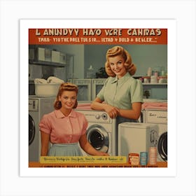 Default Default Vintage And Retro Laundry Ad Aesthetic With Cl 1 Art Print