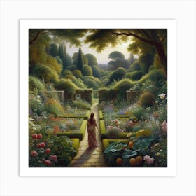 Woman In A Garden 8 Art Print