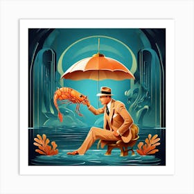 Man With A Shrimp Art Print