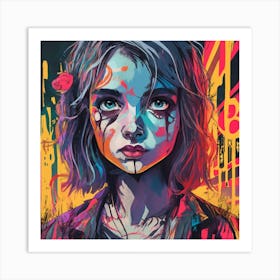 Girl With The Paint On Her Face Art Print