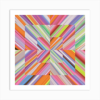 Neon Geometric Abstract 2 Square Art Print