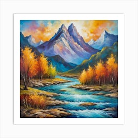 fall season in the mountain Art Print