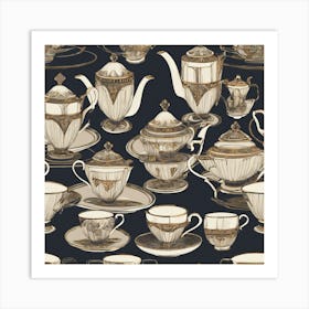 Teapots And Saucers Art Print