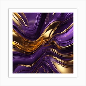 Abstract Purple And Gold Swirls Art Print