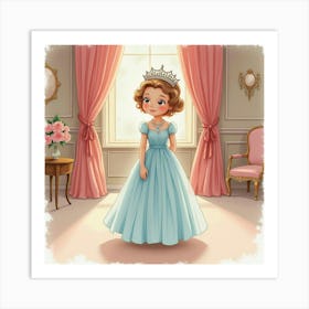 Watercolor Scene Of Young Queen 1 Art Print