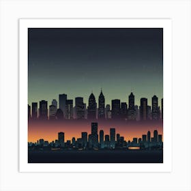 City Skyline At Night Art Print