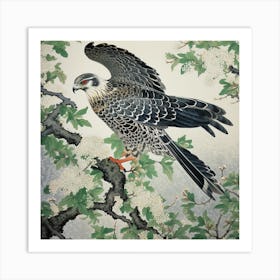 Ohara Koson Inspired Bird Painting Harrier 1 Square Art Print