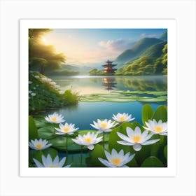 Water Lilies In The Lake Art Print
