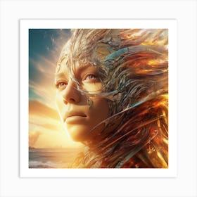 Woman With Fire In Her Head Art Print