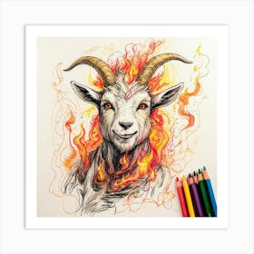 Goat On Fire 63 Art Print