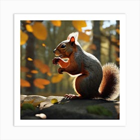 Squirrel In The Woods 36 Art Print