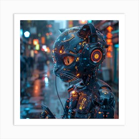 Cyborg Cat Art Print