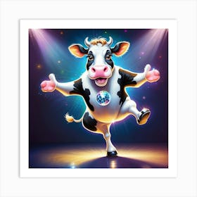 Cow Dancing In The Spotlight Art Print