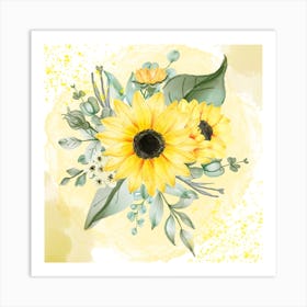 Watercolor Sunflowers Art Print