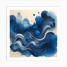 Abstract Blue Sky With Clouds Art Print