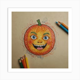 Halloween Pumpkin Drawing 1 Art Print